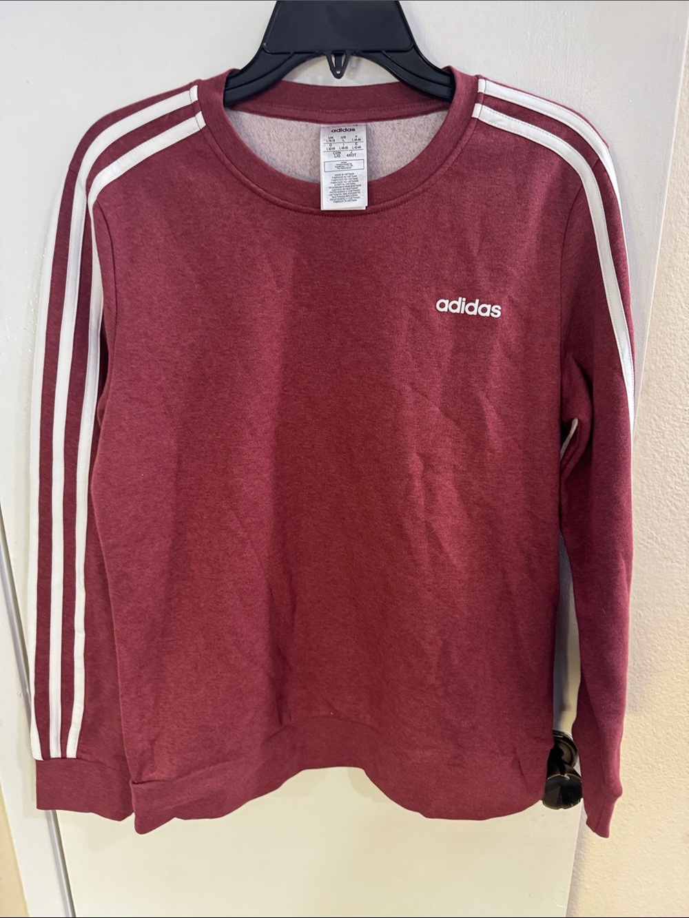 adidas Burgundy Sweatshirt with White Stripes